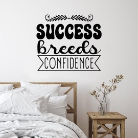 Success Breeds Confidence Trucks Wall Decoration Wall Decals Peel and Stick Wall Stickers for Sofa Office Bottles Furniture Vinyl 28in