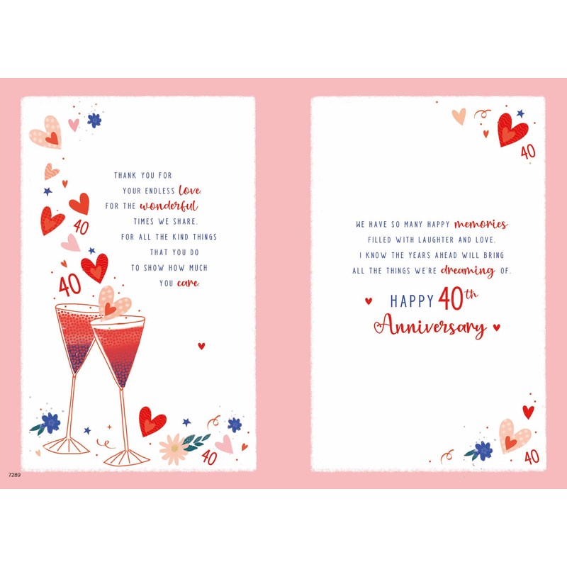 For My Husband on our Ruby 40th Wedding Anniversary Card