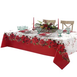 Newbridge - Mantel Rectangular de Tela de Pascua con Doble Borde, 60 x 120 Pulgadas, Rojo y Blanco