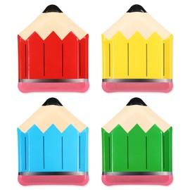 AnyDesign 40Pcs Back to School Pencil Paper Plates First Day of School Disposable Plates 4 Colors Decorative Plates for Graduation Kindergarten Party Supplies Table Decor, 9 x 7.3 in