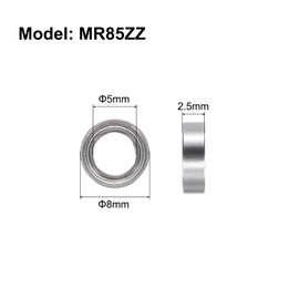 sourcing map 8pcs MR85ZZ Deep Groove Ball Bearings Z2 5 x 8 x 2.5mm High Carbon Chromium Bearing Steel Double Metal Shielded Precision Bearings, P0 (ABEC 1)