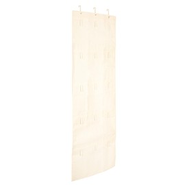 Household Essentials Over The Door Cotton Blend Cap and Hat Organizer with 15 Velcro Hangers, Natural