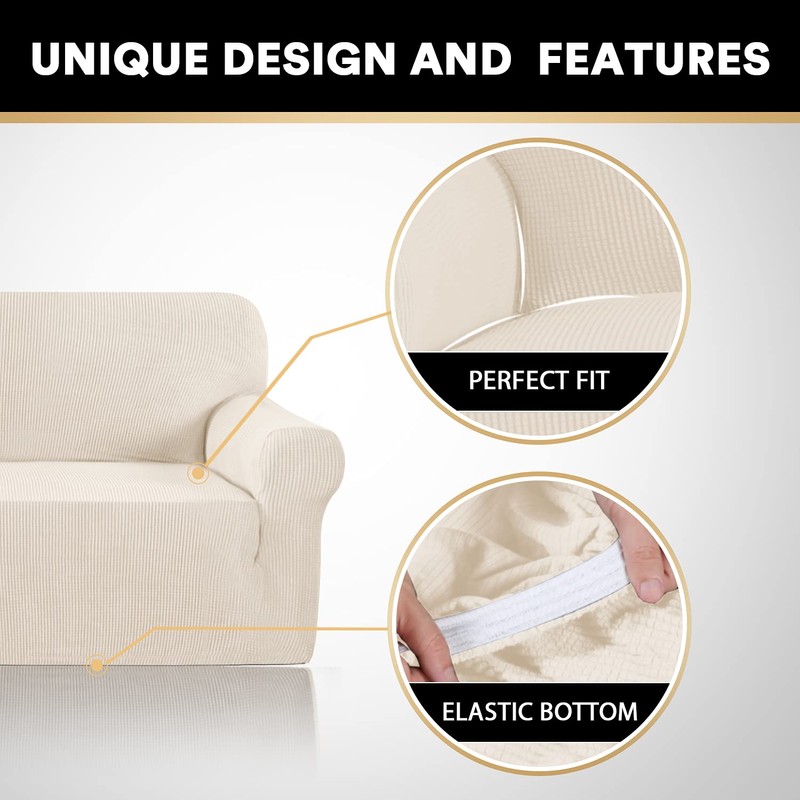 PrinceDeco Stretch Sofa Cover Slipcover Couch Covers for 3 Cushion