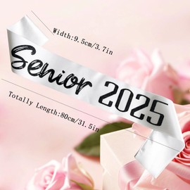 4Pcs White Senior Sash 2025 Satin with Black Glitter Letters - Senior Cheerleader 2025 Sash - 2025 Graduation Celebrations Sashes - Senior Cheer Sash - Class Competition Sashes - White Black