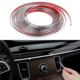 16Ft Chrome Car Trim Strip Self-Adhesive Chrome Tape Chromes Window Trim Universal Door Edge Guards for Bumper Window Door Body Side Decorative Strip Scratch-Proof