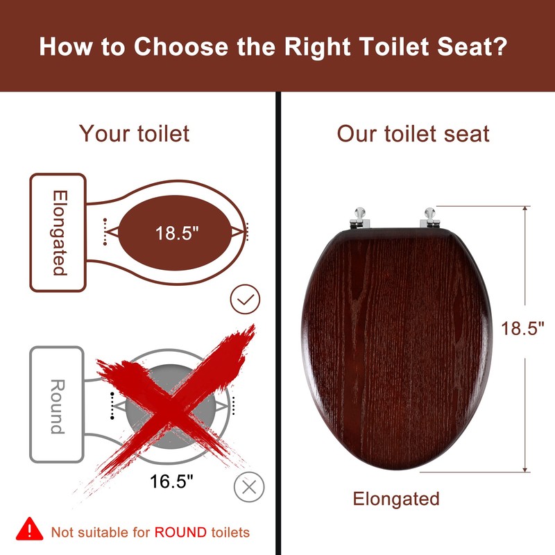 Angel Shield Durable Wood Veneer Natural Toilet Seat Metal Hinged