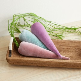 Velvet Carrots, Set of 3 Pastel, Summer Home Decor, Bowl Fillers, Farmhouse Kitchen, Dining Table Centerpieces, Blush Wall Hanging (Set 3 Pastel)