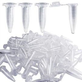 BronaGrand 100pcs 1.5ML Polypropylene Graduated Microcentrifuge Tubes with Attached Lid Clear