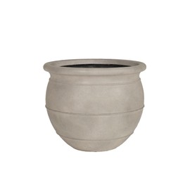 MSI Trend Terracotta Look Triple Band Indoor/Outdoor Planter - 14" D X 11" H - Planter Pot for Front Porch, Driveways, Poolside, Patios, Stairway Landings, or Decks - Light Gray Concrete Finish