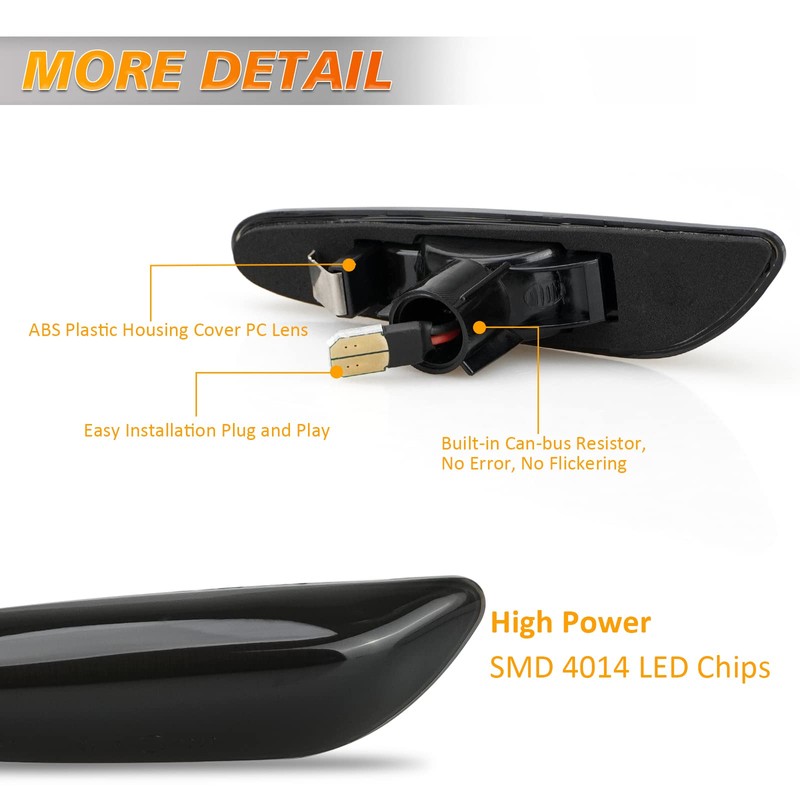 D-Lumina Dynamic Amber LED Side Indicator Sequential Flashing Light Compatible