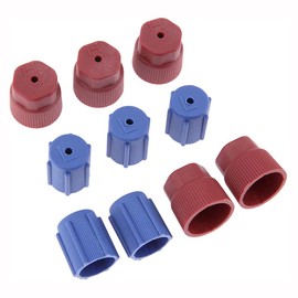 ANCLLO 10pcs AC R134a Cap Air Conditioning Service Charging Port Caps R134A 13mm and 16mm Low and High Side Cover A/C Red and Blue
