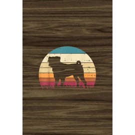  Pug Silhouette Sunset Retro Animal Pet Dog Lover Owner : Vitamin & Supplements Tracker