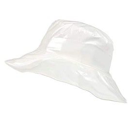 Toutacoo, Wide-Brimmed Vinyl Rain Hat, 11-White, One Size