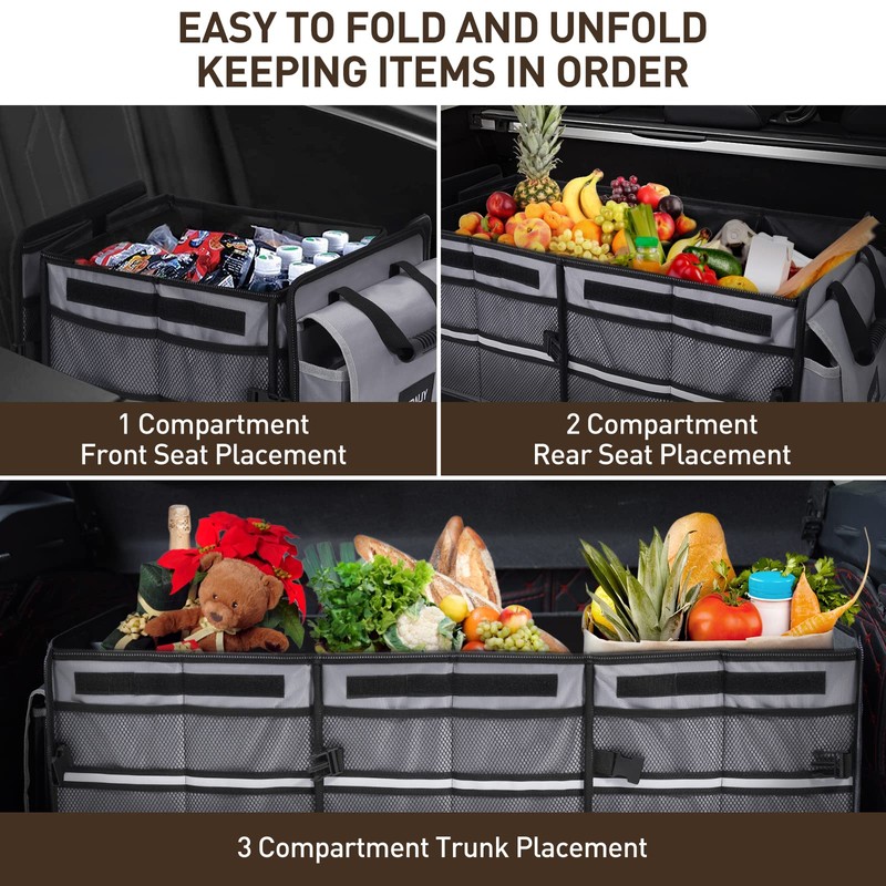 HIRALIY 4 in 1 Car Trunk Storage Organizer with Leakproof