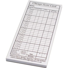 Chicago Bridge Score Cards - Bumper Size - 100 Games Per Pad