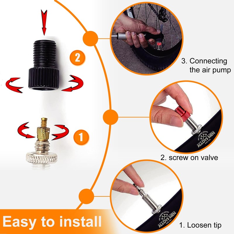 VANSIHO Aluminum Presta to Schrader Converter Car Valve Adapter Bicycle