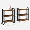VASAGLE 3-Tier Narrow Storage Cart, Rolling Cart with Wheels, Steel