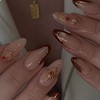 GlamRays Red French Lace Press on Nails Medium Almond False