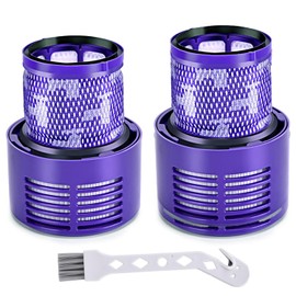 V10 Vacuum Filter Replacement for Dyson V10 Cyclone Series, V10 Animal, V10 Absolute, V10 Total Clean, SV12, Part No. 969082-01 (2 Pack Filters and 1 Cleaning Brush)