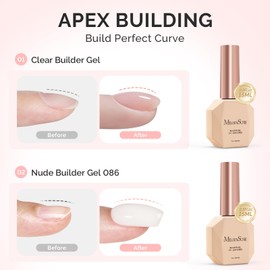 MelodySusie 2PCS 15ML Clear Milky White Builder Nail Base Gel for Nails Thickening,Soak Off UV Extension Gel,Rhinestone Nail Glue in a Bottle for Nail Art Design Gift for Women