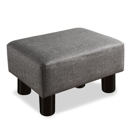 LUE BONA Small Rectangle Foot Stool, PU Leather Fabric Footrest Ottoman with Non-Skid Plastic Legs, Modern Rectangle Footrest Small Step Stool Ottoman for Couch, Desk, Office, Living Room, Gray