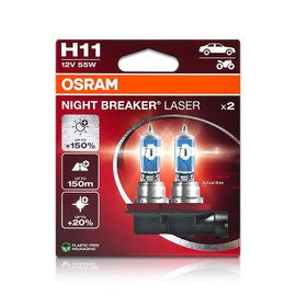 DAMA Automotive Lighting H11 Night Breaker Laser Halogen Headlight Bulbs 64211NL-2HB | Pack of 2