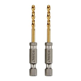 DEWALT Drill Bit Set, 1/8", 2-pc, Titanium Nitride Coated, Tapered Core for Optimum Durability (DD5108T)