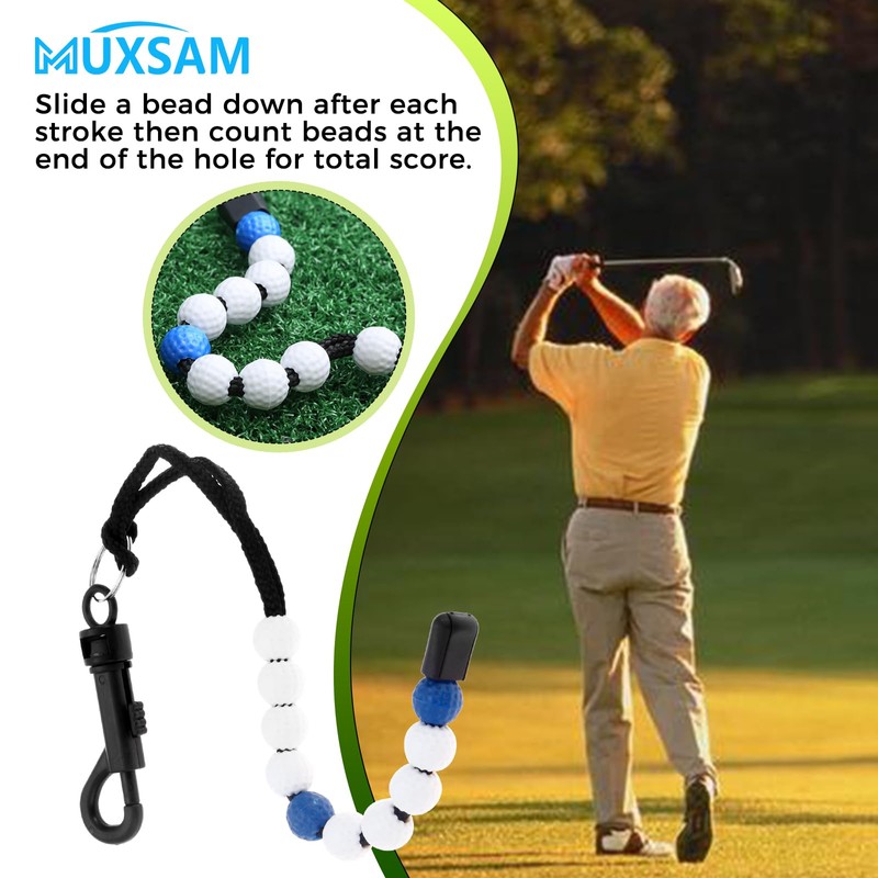 MUXSAM 1 Piece Golf Beads Score Counter with Clip (Blue),