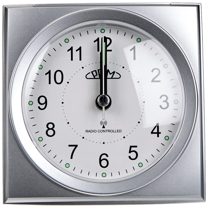 PRIM Radio-Controlled Alarm Clock with Smooth Flow, Plastic Alarm Clock,