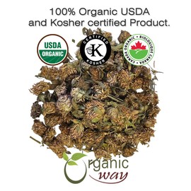 Organic Way Red Clover Blossoms Dried Whole - Herbal Tea | European Wild-Harvest | Organic & Kosher Certified | Raw, Vegan, Non GMO & Gluten Free | USDA Certified | Origin - Albania (1/4LBS / 4Oz)