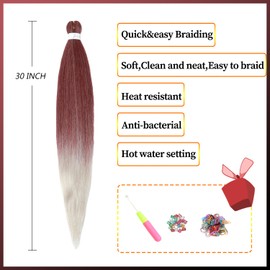 ShowJarlly Easy Braid Pre-Stretched Braiding Hair, 30 Inches, 6 Packs/Lot Yaki Texture Braiding Extensions, Pre-Stretched Braiding Hair, Professional Soft Synthetic Fibre Braids, Hair 900/Silver