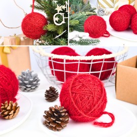 Burgundy Christmas Ornaments for Tree Decorations - Large 3.15 inch Crochet Christmas Balls for Winter Holiday - Rustic Shatterproof Xmas Bulbs Bulk for Festive Decor - 80mm Pack of 9