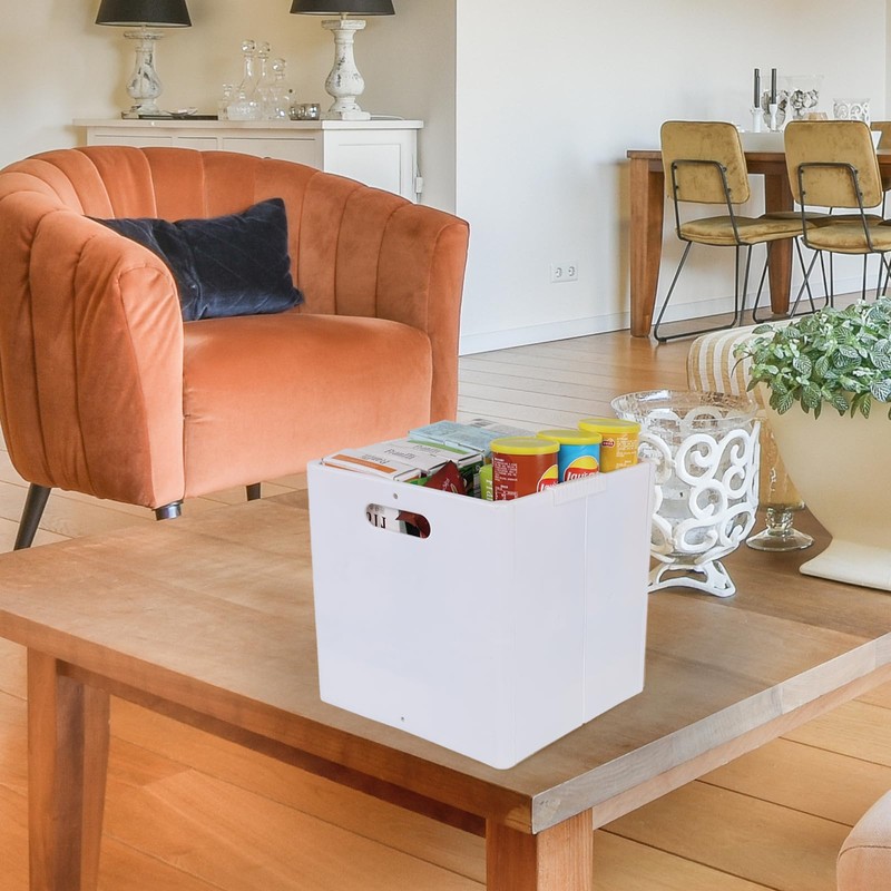 Haodehen 4-Pack Collapsible Plastic Storage Cube Organizer, White Foldable Cube