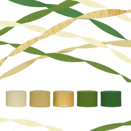 Moguri 5 Rolls Sage Green Gold Streamers for Camp Bachelorette Baby Shower Wedding Bridal Shower Engagement Forest Party Decor Boho Crafts
