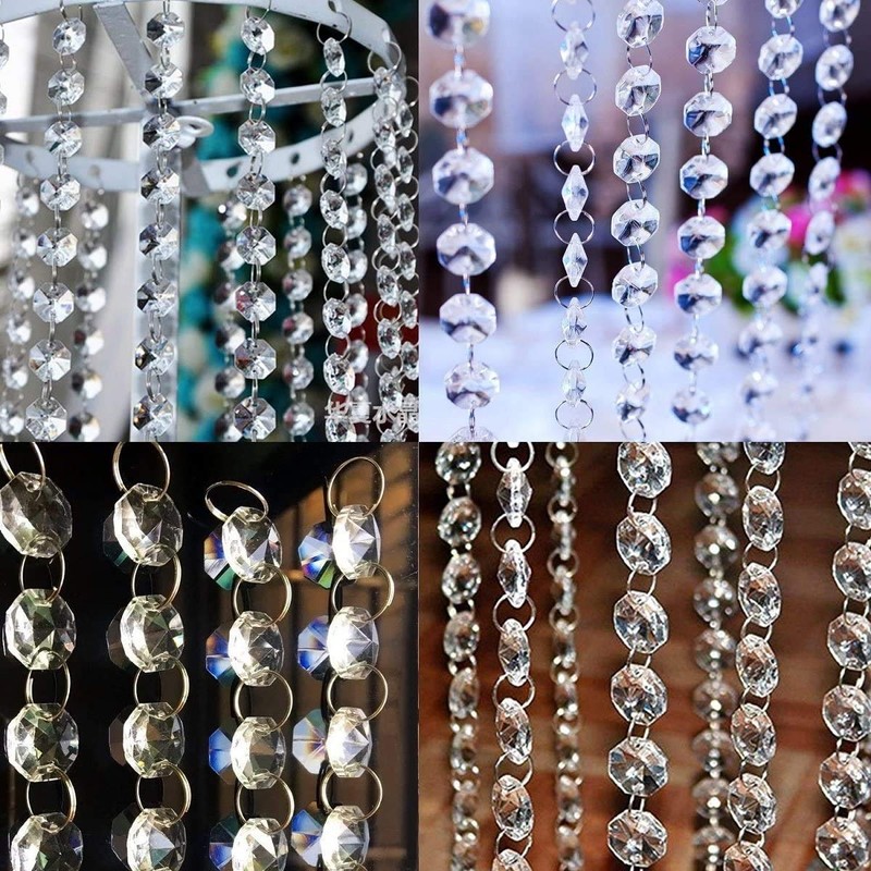 10pcs Octagonal Bead Curtain Crystal Pearl Noren Decoration DIY Door/Entryway/Window/Wedding/Party(10x1M,