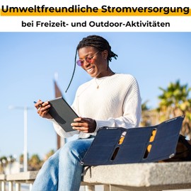 SunnyBAG SUNBOOSTER Foldable Solar Module with 21 Watt Power Environmentally Friendly Charging with Solar Energy Waterproof and Lightweight 2 USB Outputs 49 x 31 x 0.2 cm