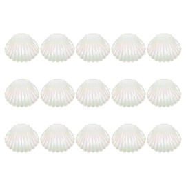 PRETYZOOM 15 Pcs Sea Shells Candy Boxes Plastic Seashell Party Favor Container Treat Holders Jewelry Box for Wedding Birthday Party Decoration White