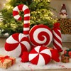 Yuntau 5 Pcs Christmas Candy Cane Throw Pillows Red and