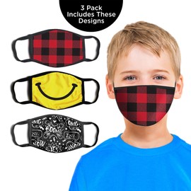 3-pack Kids Fashionable Protection Masks, Kid's Reusable Fabric Face Masks age 3-14