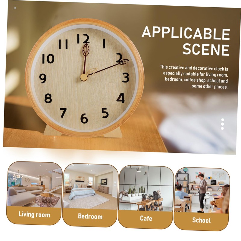 Ipetboom 1Set Decorative Desktop Clock Simple Style Silent Clock Elegant