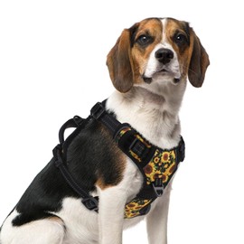 PUPTECK No Pull Dog Harness Medium Sized, Adjustable Reflective Dog Harness with Handle Easy Control, Comfortable Soft Padded Pet Vest Harness for Medium Dogs, Sunflower M