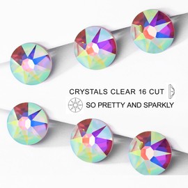 Novani 80pcs Crystal AB Rhinestones Flat Back Round Rhinestone Style 2088 Sparkly Crystal Gemstones for Nail Art and Crafting,SS34(7.1-7.3mm