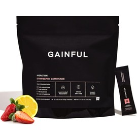 Gainful Hydration Powder Packets, Caffeine Free with Key Electrolytes Magnesium and Sodium, Energy Support, Low Sugar, Strawberry Lemonade, 21 Sticks