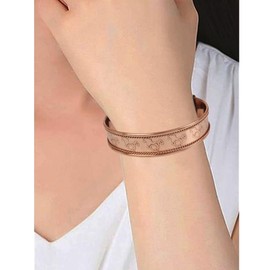 Touchstone handcrafted magnetic copper bracelet. Hand forged with solid and high gauge Tibetan style engraved cuff pure copper jewelry for women men. Beautiful horse embossing.