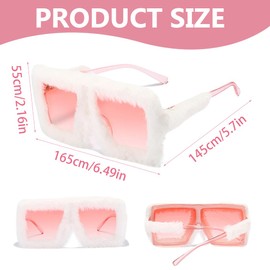 HAZMA 1 Stück Lustige Sonnenbrille,Plüschrand Sonnenbrille,Hässliche Sonnenbrille, ，Partybrillen Für Fasching Foto Requisiten Geburtstagsfeier(Weißer Rahmen, Rosa Gläser)