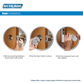 Schlage F40 BWE 619 ULD Bowery Knob with Upland Trim Bed and Bath Lock, Satin Nickel