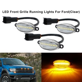 KENRTIR for 2010-2014 Ford F150 SVT Raptor Pick Up & 2017-2019 Ford Raptor Pick Up Front Grille Daytime Driving Running Light Clear Lens Amber LED Raptor Lights F-150 Bumper DRL Lamps