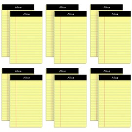 Alitte 5x8 Small Notebooks – 12 Pack Narrow Ruled, Yellow Perforated Note Pads with 50 Sheets Per Notepad, (No Ink Bleeding) Ideal Legal Pads for Writing, Note Taking, Home, Office, School