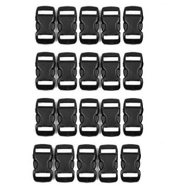 YQBOOM 3/8 Inch, 20 Pack Black Plastic Side Release Buckle for Paracord Bracelets (3/8")