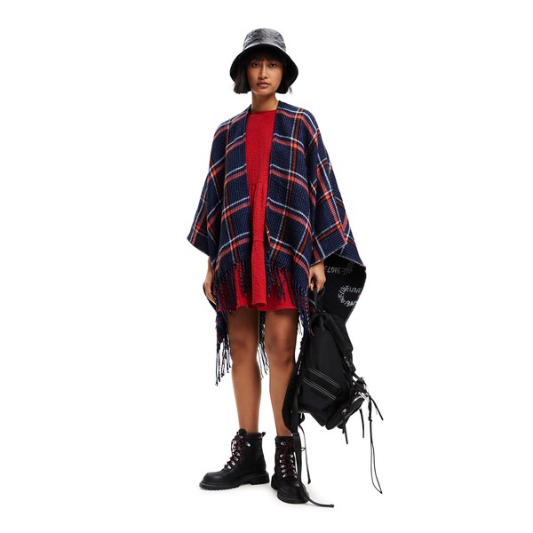 Desigual womens PONCHO, Blue, One Size US